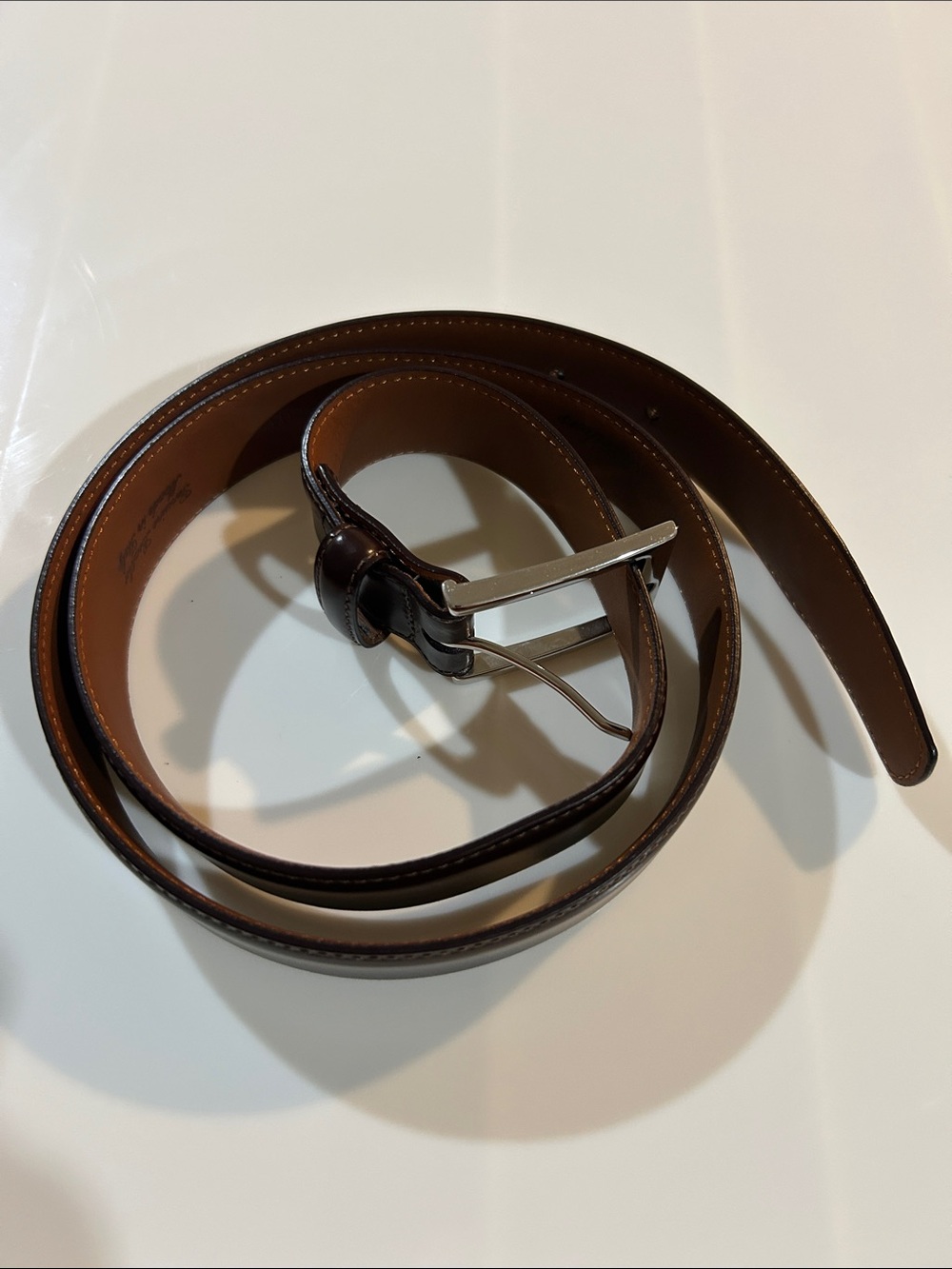 Brooks Brothers Men’s Brown Leather Dress Belt - Classic Everyday Style